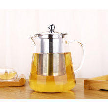 New design teapot wholesale high borosilicate glass teapot with stainless steel strainer.